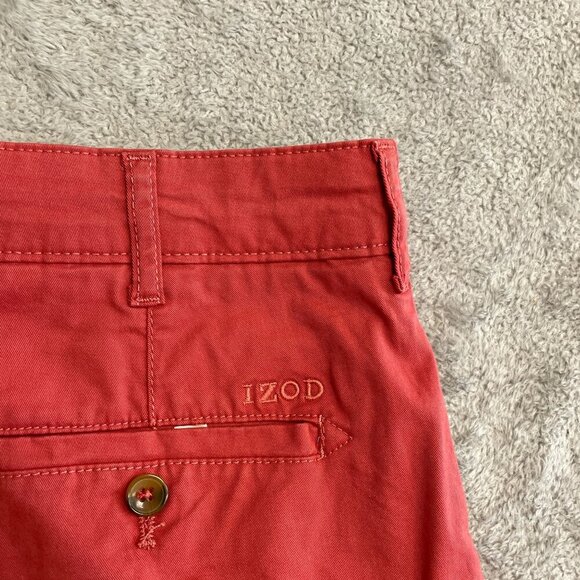 NWOT Izod Men's Size 32 Saltwater Stretch Chino Shorts Red Cotton Blend - Picture 6 of 7